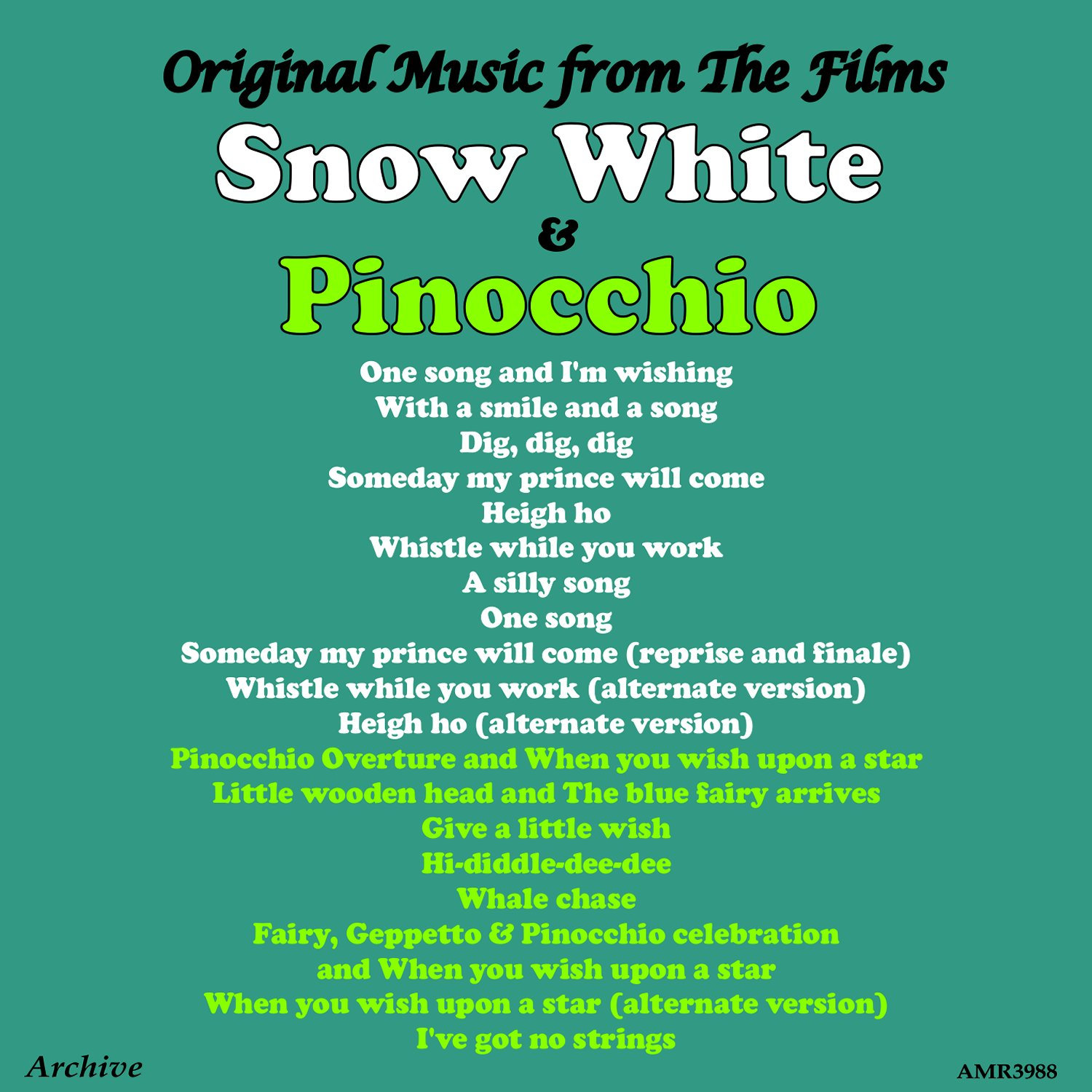 Snow White Pinocchio Original Motion Picture Soundtracks музыка из фильма